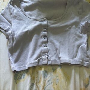 Lavender Button-Up Crop Top